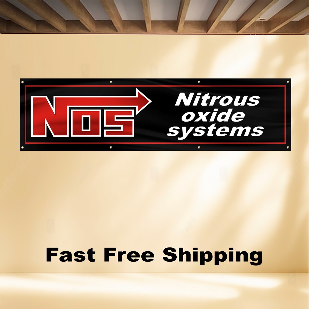 NOS 2'X8' BANNER FLAG NITROUS OXIDE SYSTEMS NHRA DRAG RACING