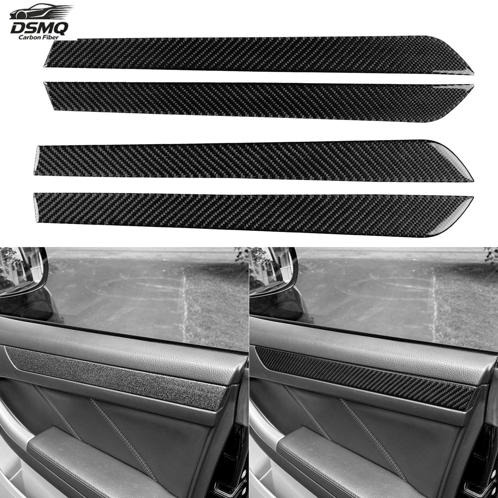 4Pcs Soft Real Carbon Fiber For Toyota 4Runner 03-09 Door Panel Strip Cover Kit