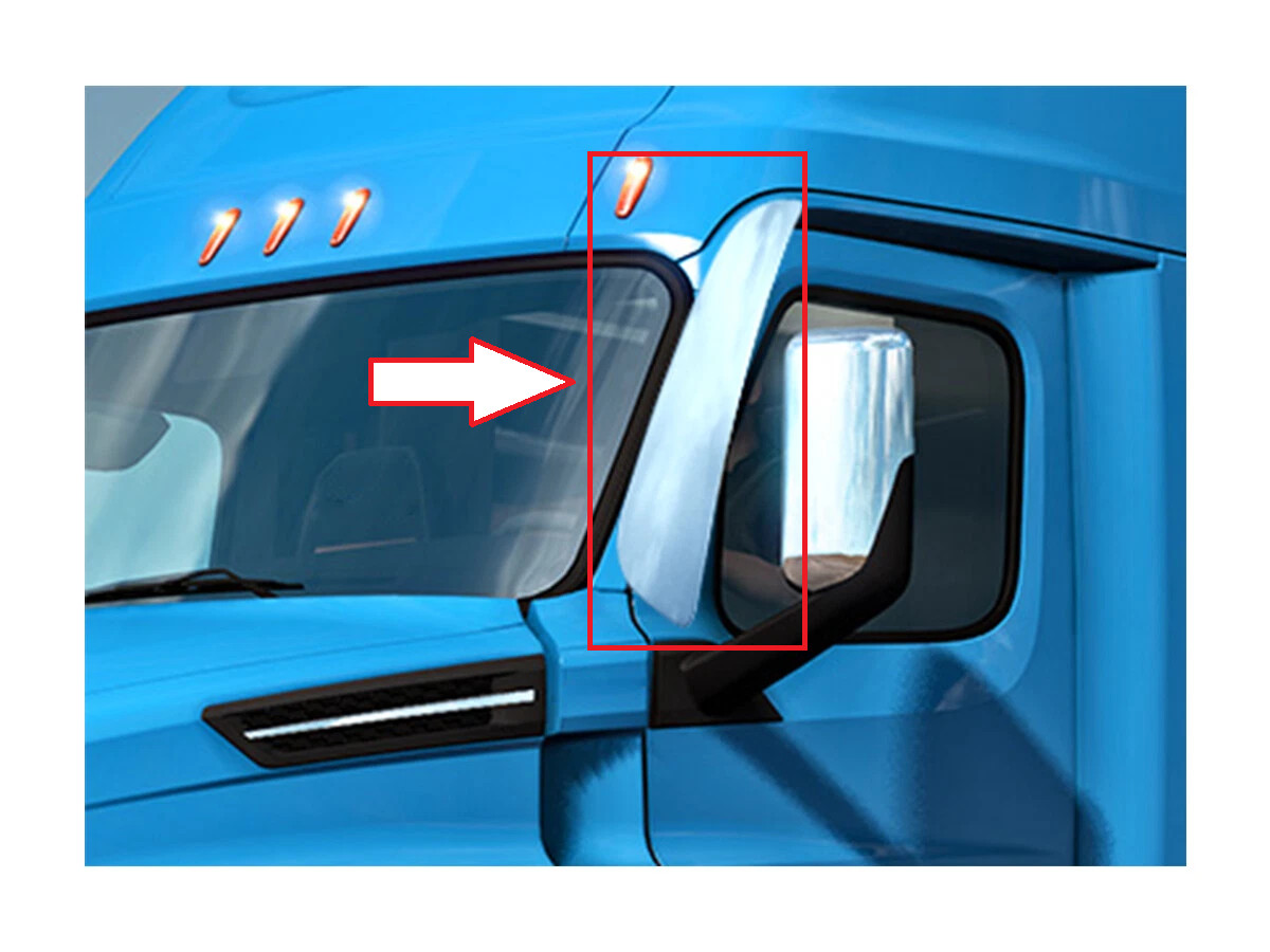 2018+ Freightliner Cascadia Window Visor Air/Water deflector SS pair set