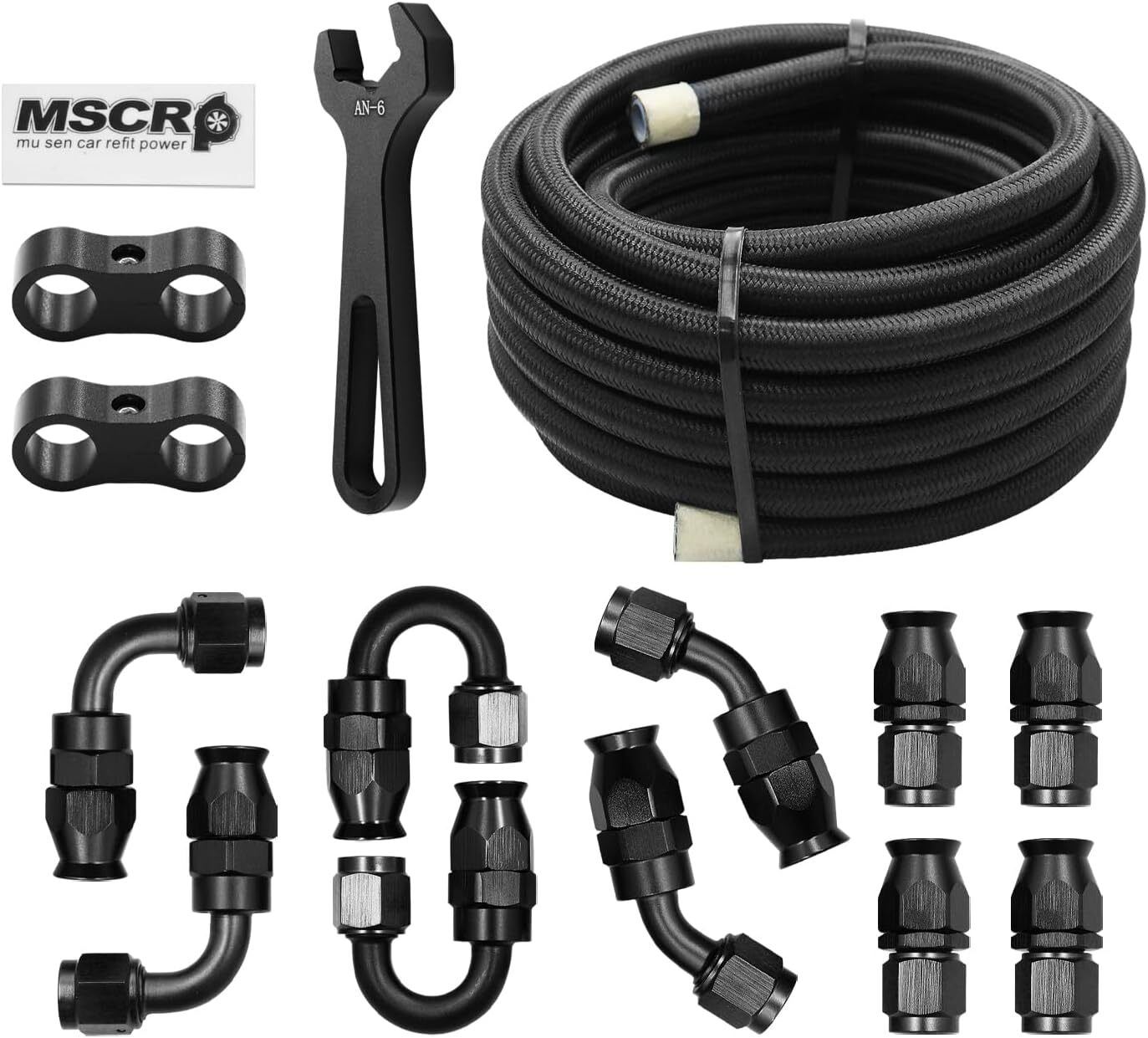 Pro AN6 20FT PTFE Fuel Line Hose Kit Stainless Steel Braided 3/8\