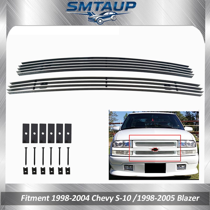 Billet Grill For 1998-2004 Chevy S10 /1998-2005 Blazer Grille Insert Chrome 2pcs