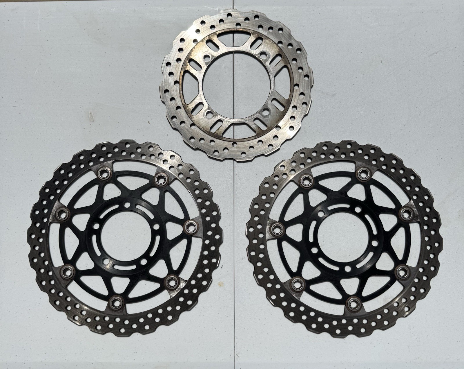 Kawasaki ZX14, ZX14R, ZZR14 used OEM Front and Rear Rotors. Fits 2008-2011