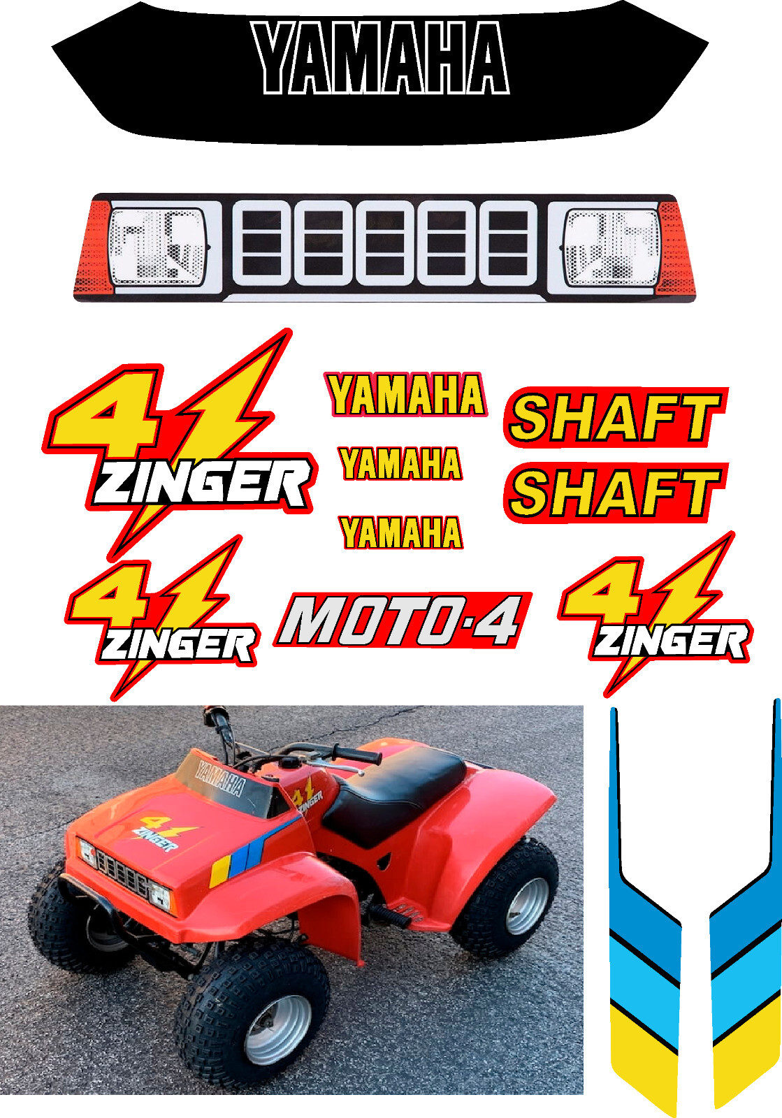 Red 1984-1985 YF60 4-ZINGER Graphics Kit Decal Stickers 4 wheeler ATV graphic