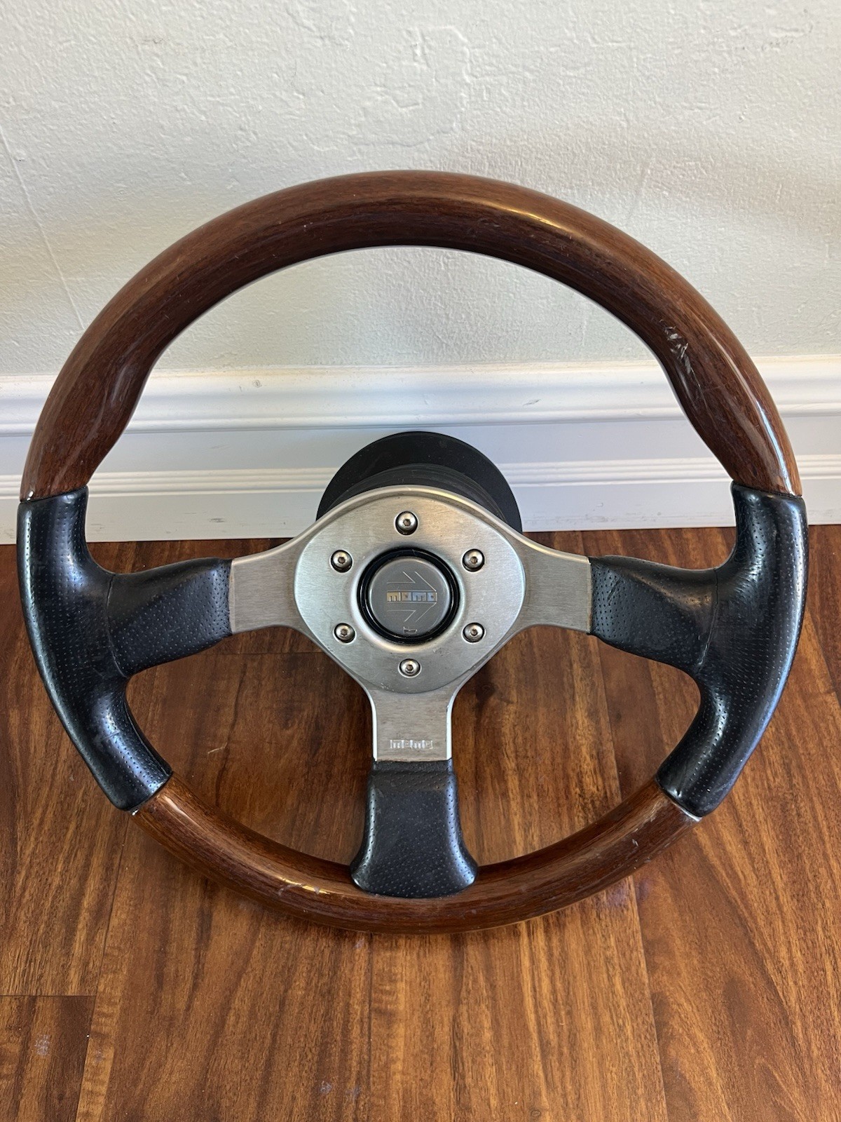 **USED, ULTRA RARE** JDM MOMO Steering Wheel - Fighter F-31 Wood/Leather 350mm