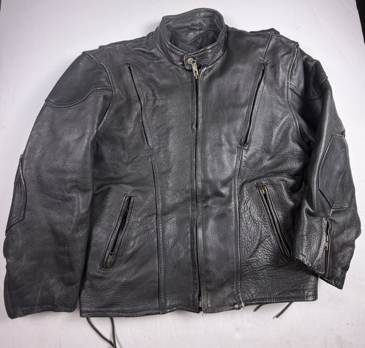Heavy Duty Genuine Leather Motorcycle/Biker Jacket. Size 42/L