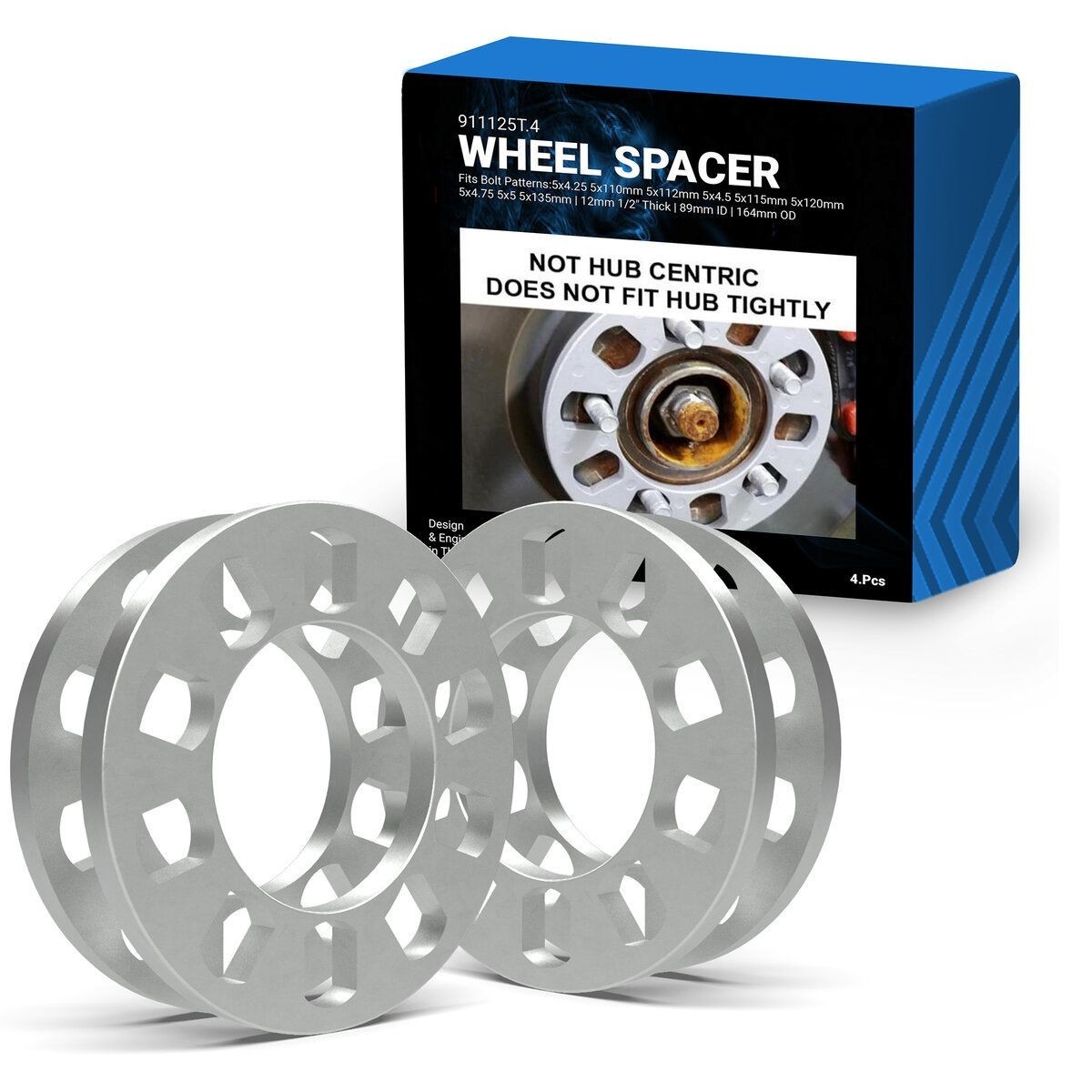 🌼(4PC) 5 LUG 1/2 INCH THICK WHEEL SPACERS FITS ALL 5X4.5 5X4.75 5X114.3 5X5🌼 🌼(4PC) 5 LUG 1/2 INCH THICK WHEEL SPACERS FITS ALL 5X4.5 5X4.75 5X114.3 5X5🌼