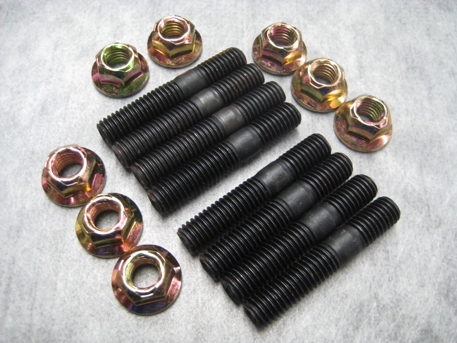 8mm M8x1.25 Exhaust Manifold Stud Set of 8 Studs & 8 Lock Nuts - Ships Fast