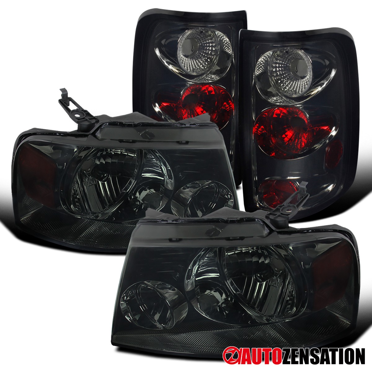 Fit 2004-2008 Ford F150 Styleside Smoke Headlights+Rear Tail Lamps Left+Right Fit 2004-2008 Ford F150 Styleside Smoke Headlights+Rear Tail Lamps Left+Right