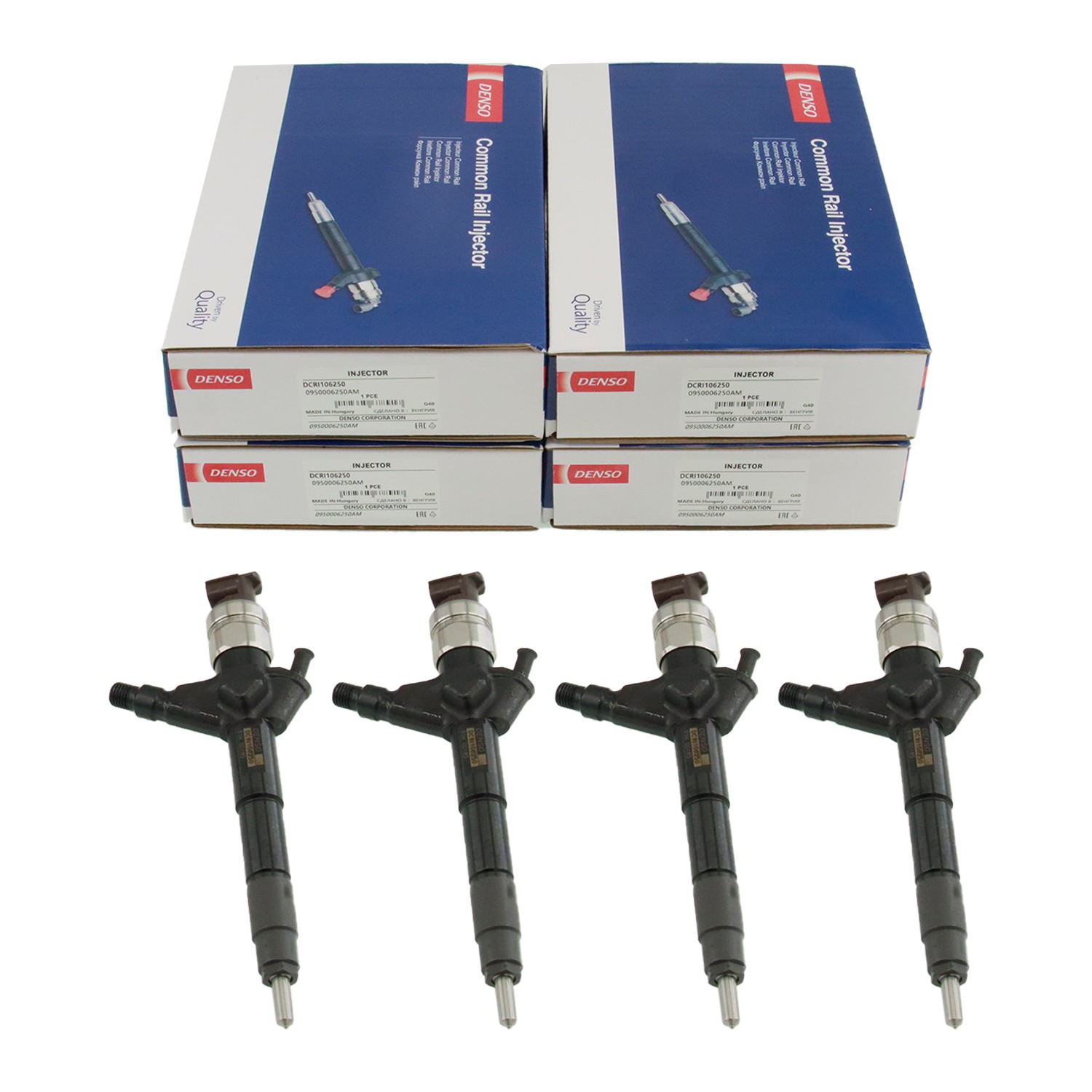 4x Fuel Injectors 095000-6250 16600-EB70A For Nissan YD25DDTI Navara D22 DENSO