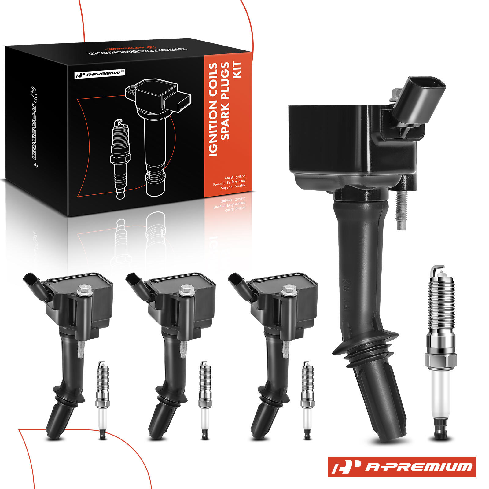 A-Premium 4x Ignition Coil and 4x Iridium Spark Plug for Chevy Equinox Malibu