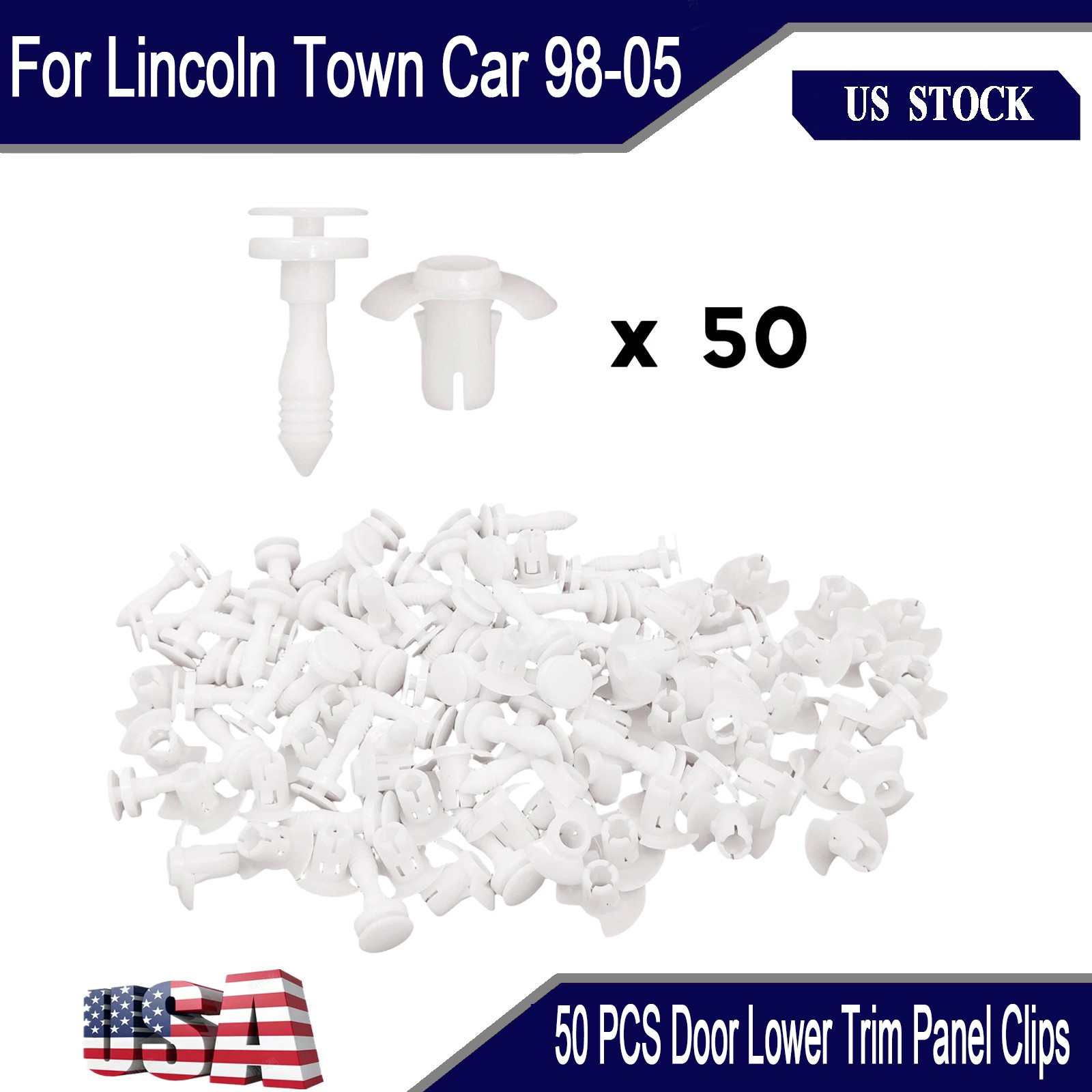New 50X Door Lower Trim Panel Clips W704958S300 For 1998-2005  Lincoln Town Car