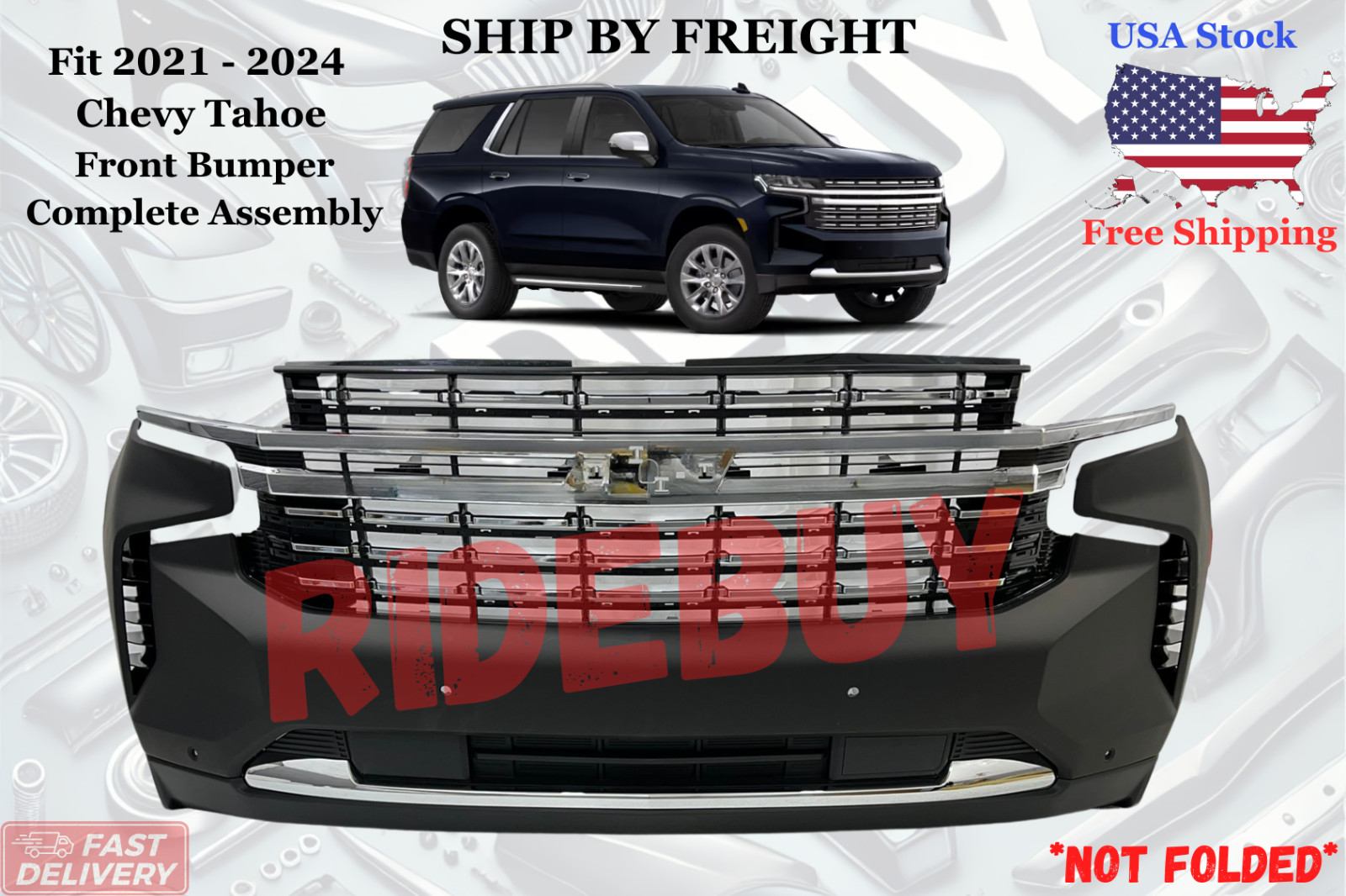 Fit 2021 22 - 2024 Chevy Tahoe / Suburban Premier Front Bumper Complete Assembly Fit 2021 22 - 2024 Chevy Tahoe / Suburban Premier Front Bumper Complete Assembly