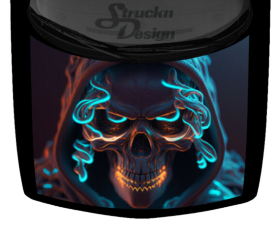 Purple Fierce Grim Reaper Hooded Skull Car Truck Vinyl Decal Hood Wrap Graphic