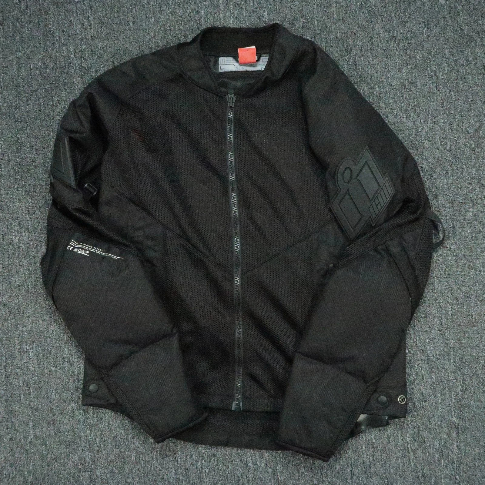 Icon Jacket Mens Large Black Mesh AF Riding Armor Padded D3O Protection Icon Jacket Mens Large Black Mesh AF Riding Armor Padded D3O Protection