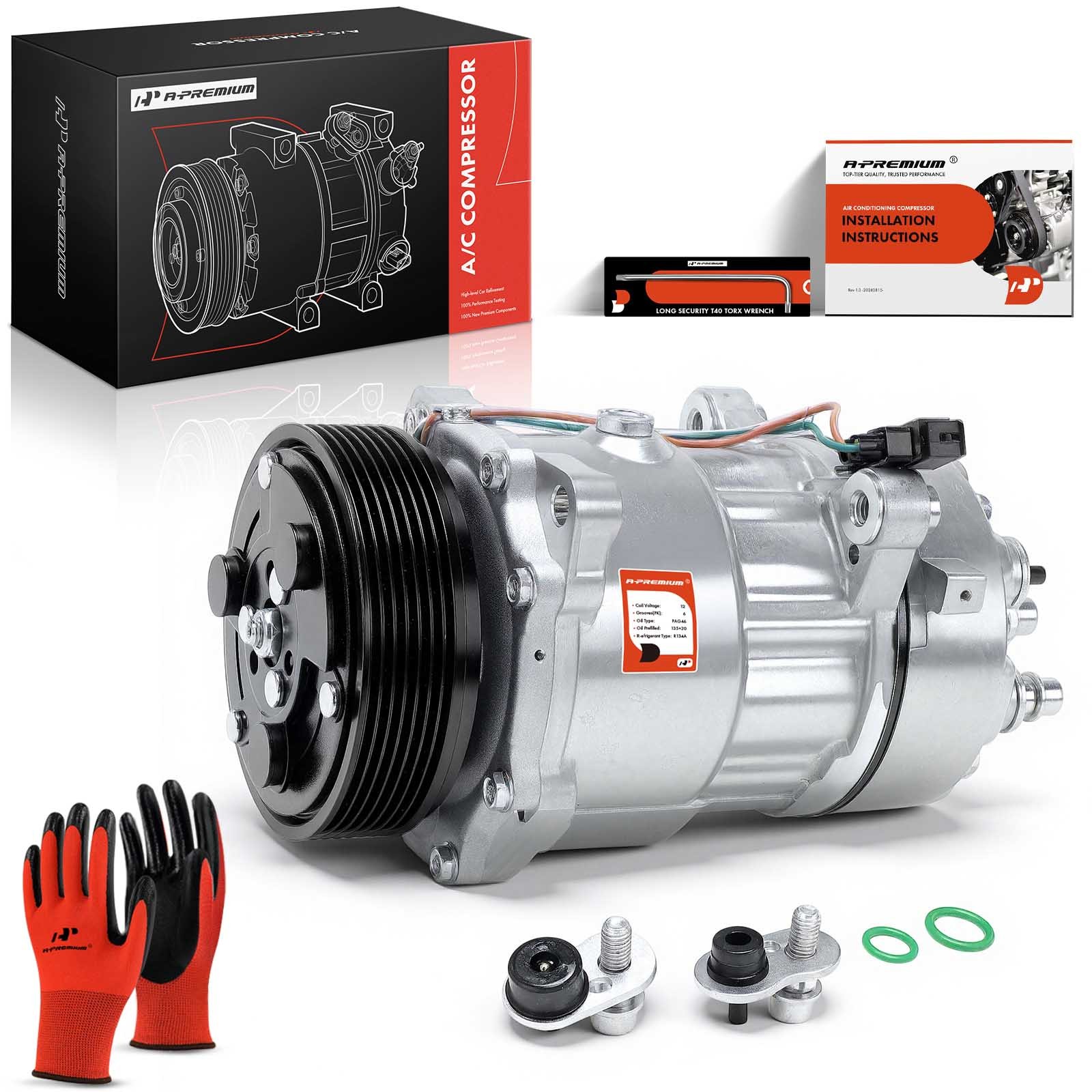 A-Premium A/C Compressor with Clutch for Volkswagen EuroVan 2001-2003 V6 2.8L