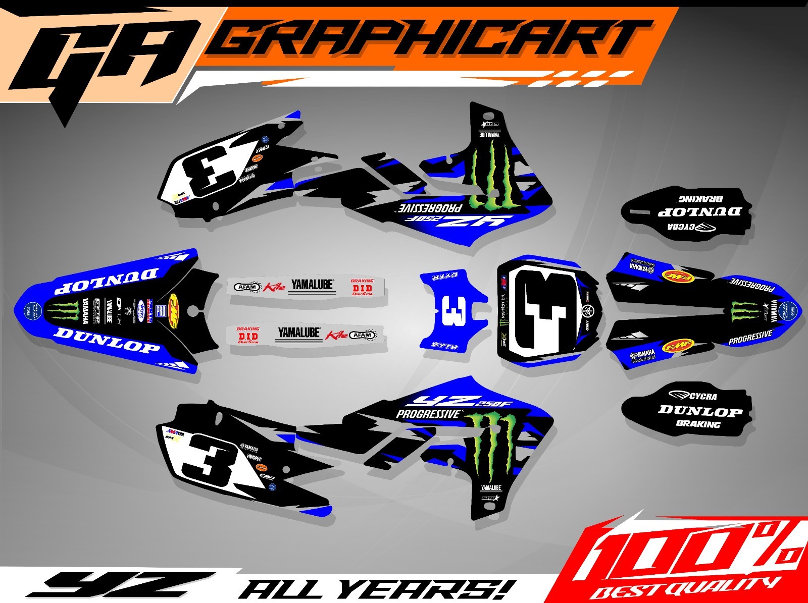 Racing Graphics for Yamaha YZ450F 2018-2022 YZ250F 2019-2023 Sticker