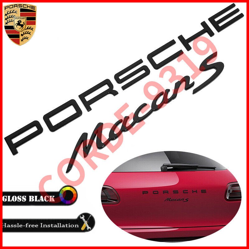 Genuine Gloss Black For PORSCHE Macan S Letters Rear Badge Emblem NEW Deck Lid