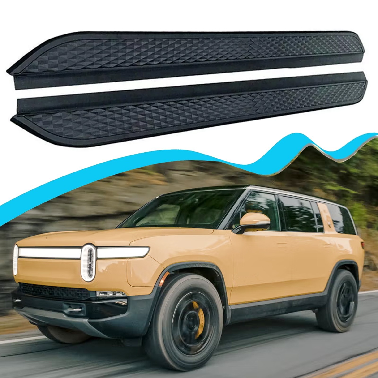 Alu Running Board Fits Rivian R1S R1T 2022-2025 2026 Side Step Pedal Nerf Bars