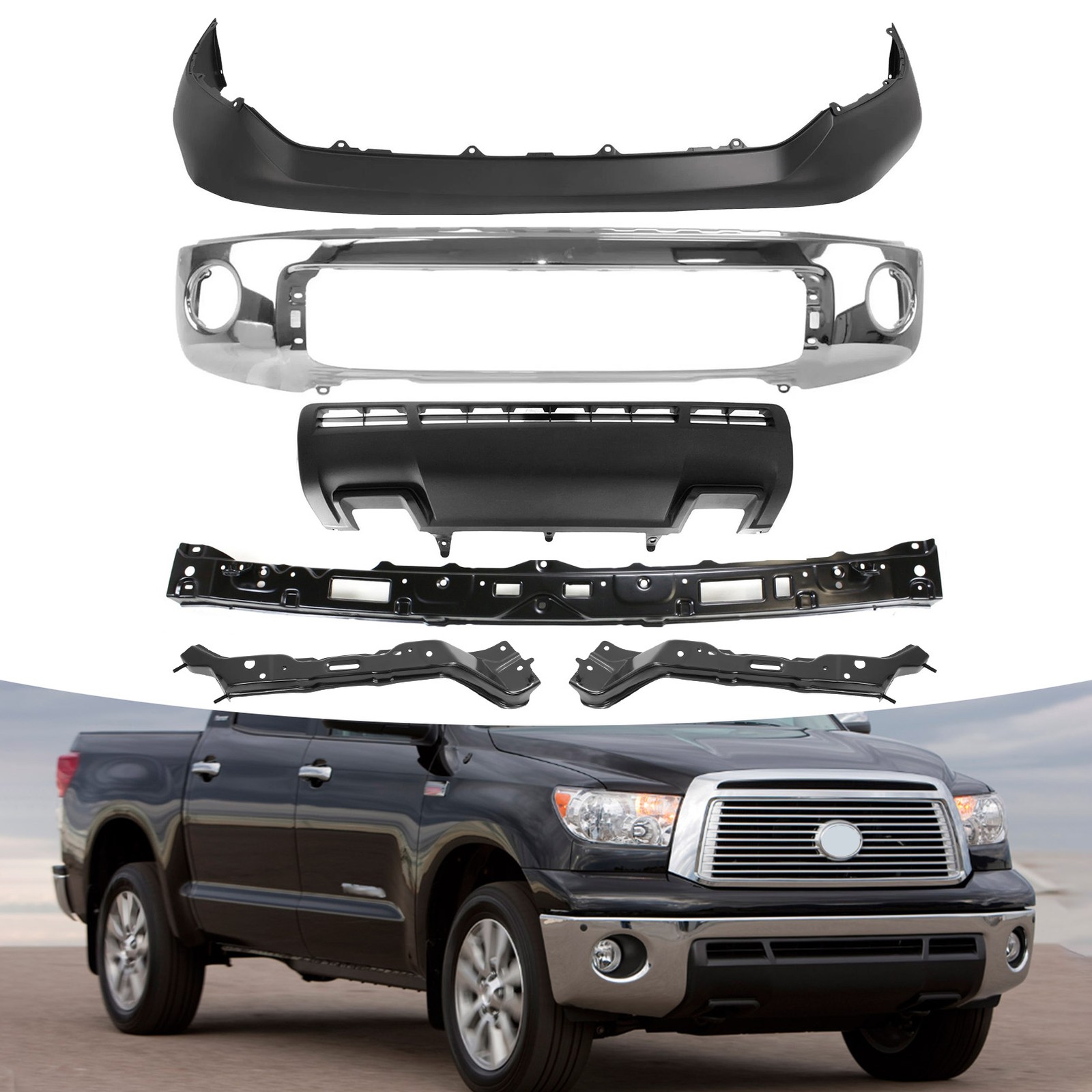 Front Bumper Cover Kit For 2010-2013 Toyota Tundra with Steel Lower Bumper Front Bumper Cover Kit For 2010-2013 Toyota Tundra with Steel Lower Bumper