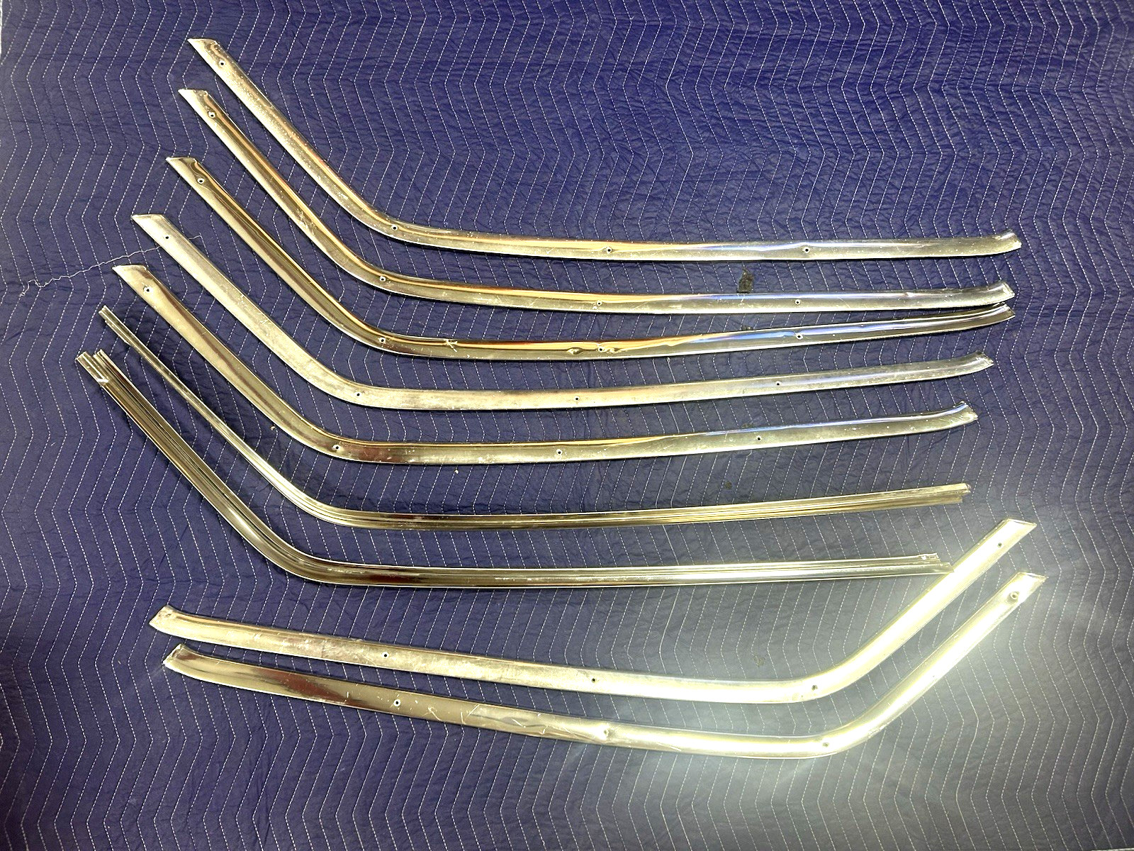 Nine 1962-1964 Impala 2 Dr. Hardtop Roof Drip,  interior window top Moldings
