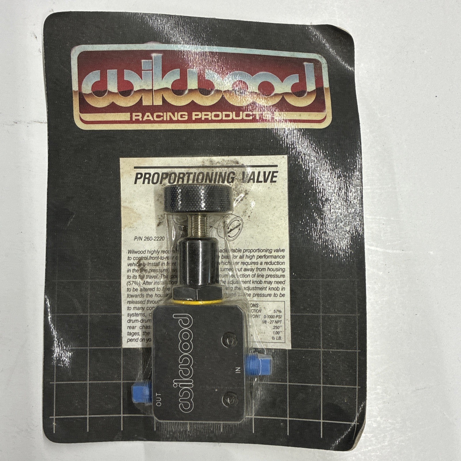 Wilwood Engineering Racing Vintage Knob Style Brake Proportioning Valve 260-2220