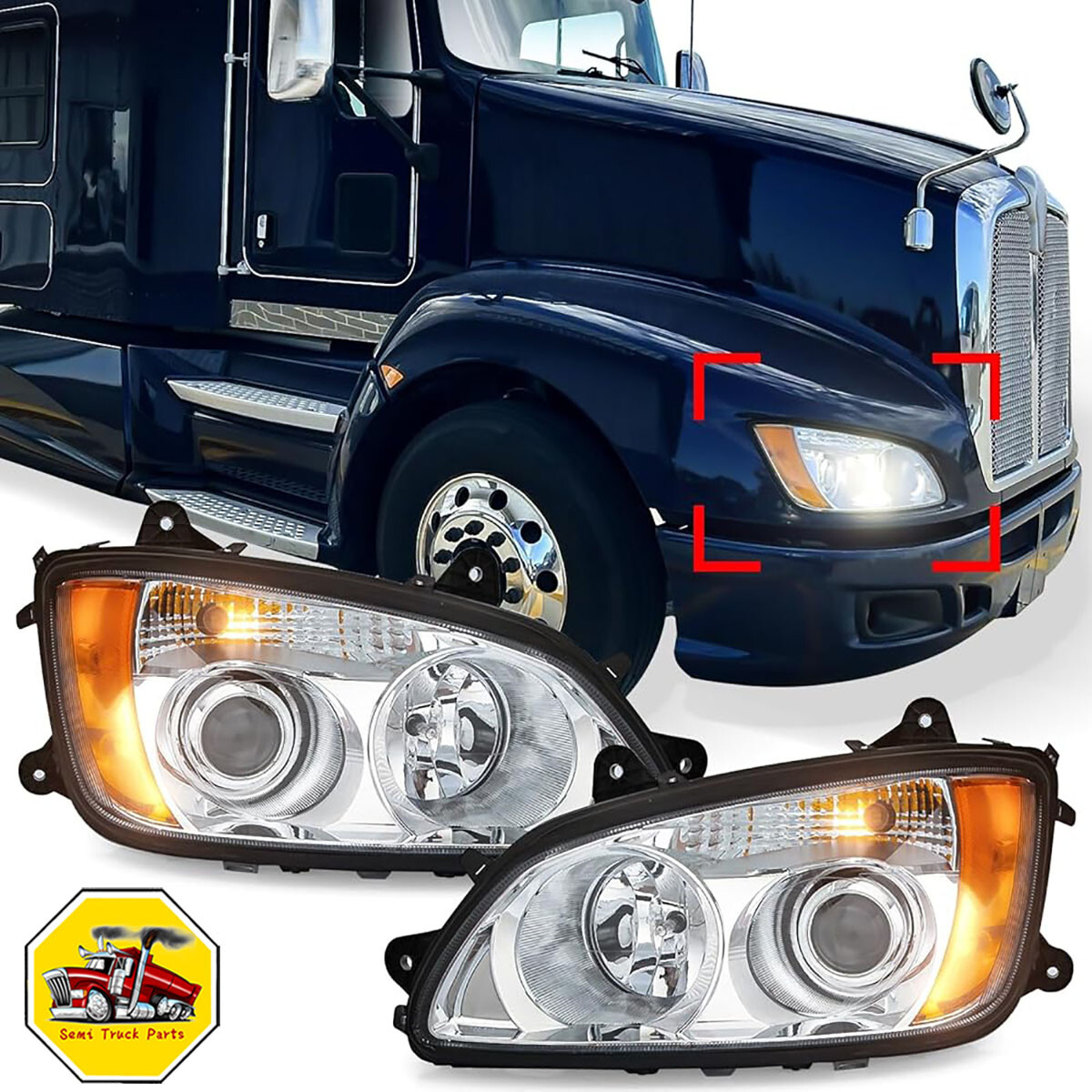 Chrome Headlights Pair For 2008-2016 Kenworth T170 T270 T370 T440 T470 T660 T700 Chrome Headlights Pair For 2008-2016 Kenworth T170 T270 T370 T440 T470 T660 T700