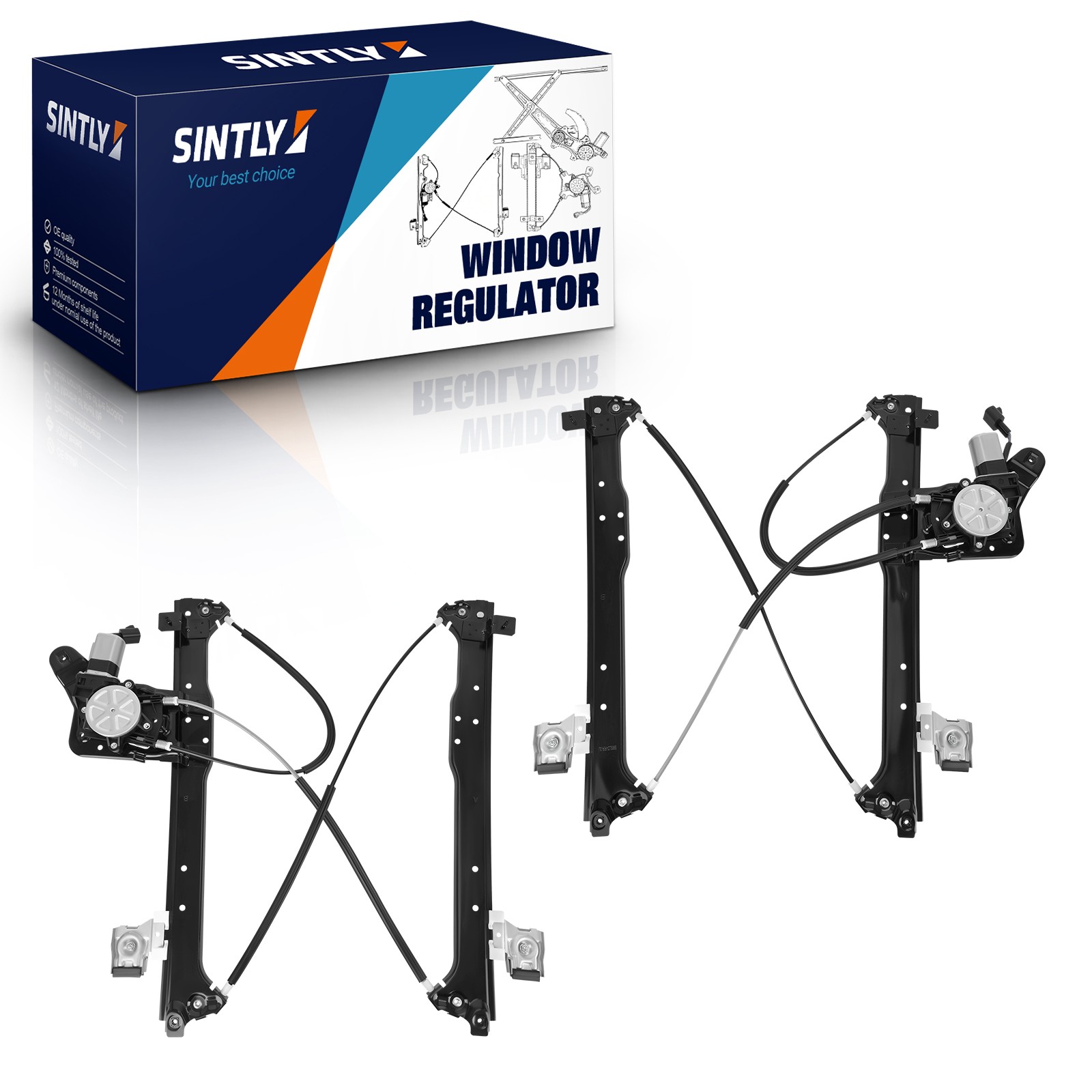 SINTLY 2x Rear Window Regulator w/ Motor for Chevy Silverado GMC Sierra Cadillac
