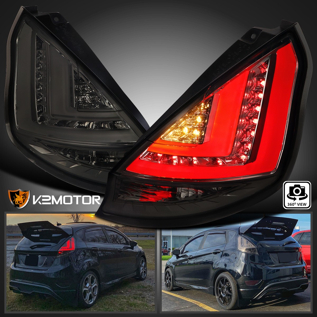 Smoke Fits 2014-2019 Ford Fiesta Hatchback LED Tube Tail Lights Lamps Left+Right Smoke Fits 2014-2019 Ford Fiesta Hatchback LED Tube Tail Lights Lamps Left+Right