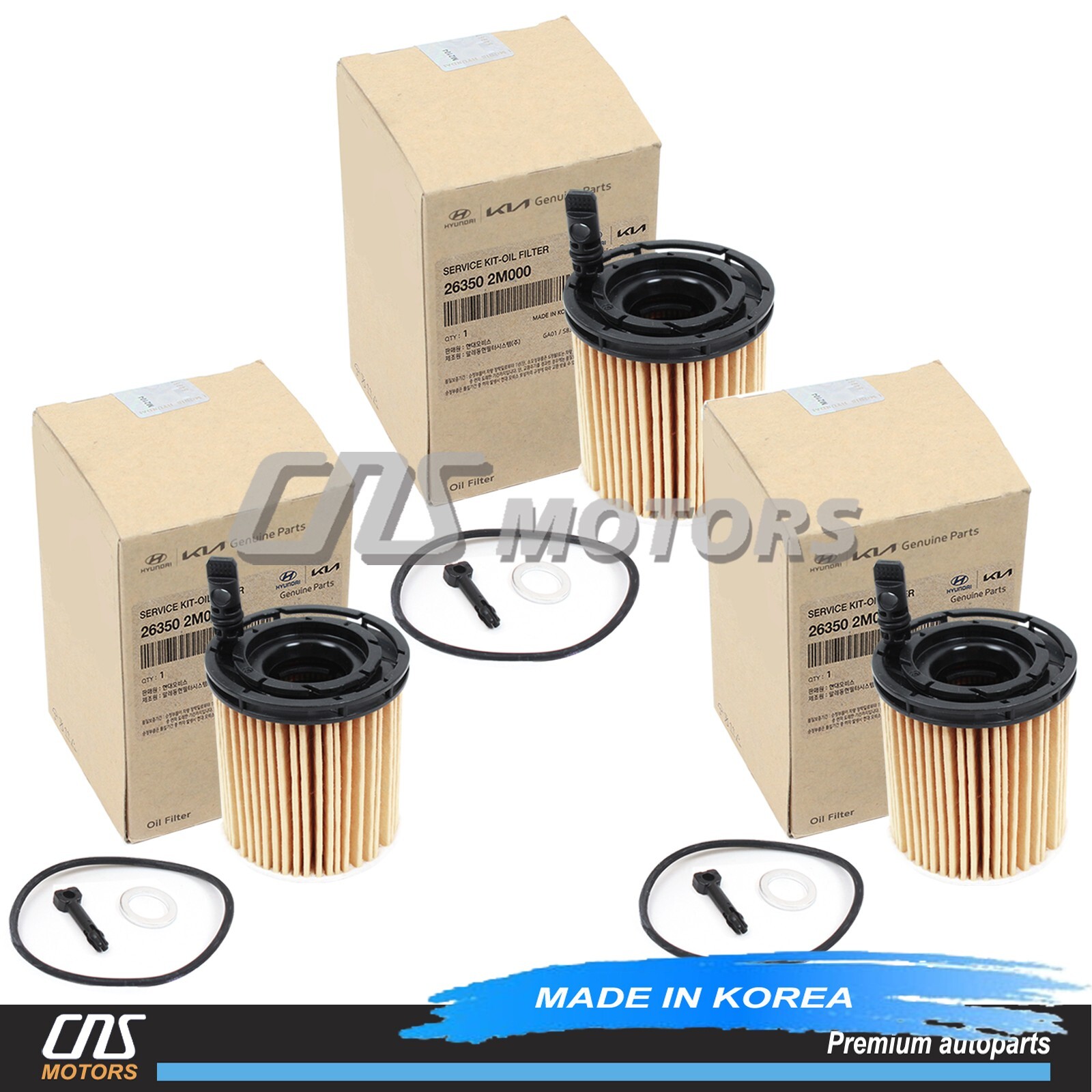 ⭐Genuine⭐3Pcs Oil Filters For Hyundai Accent Elantra Sonata FE Tucson Kona Venue