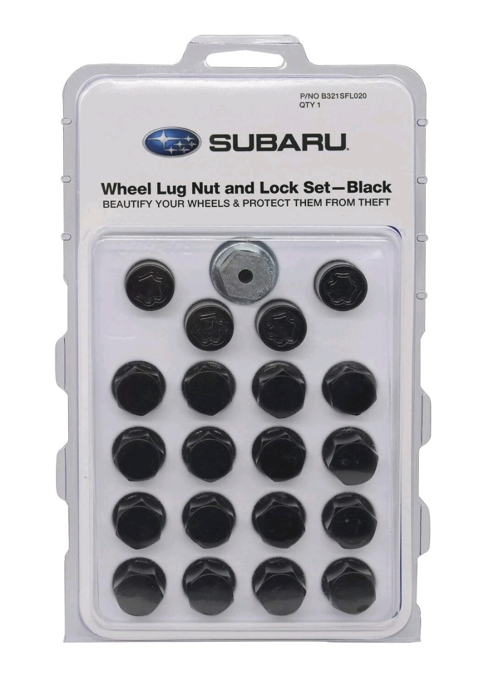 Genuine Subaru Wheel Lug Nut & Lock set BLACK B321SFL030 OEM All Models Aluminum