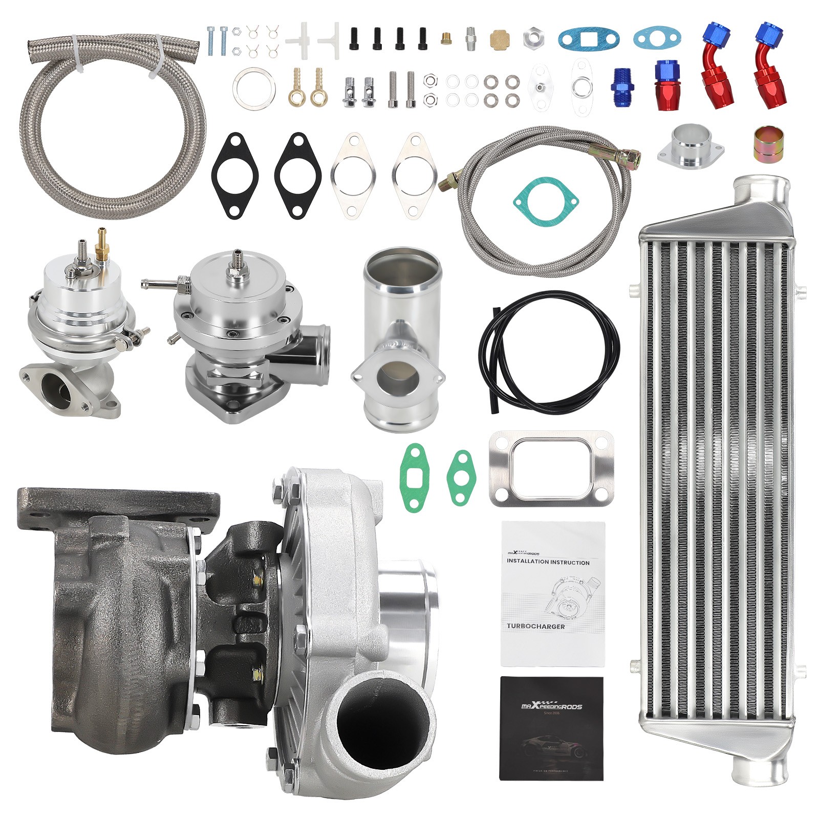 Upgrade Universal T3/T4 T04E Turbocharger Intercooler Turbo Starter Kit 350HP
