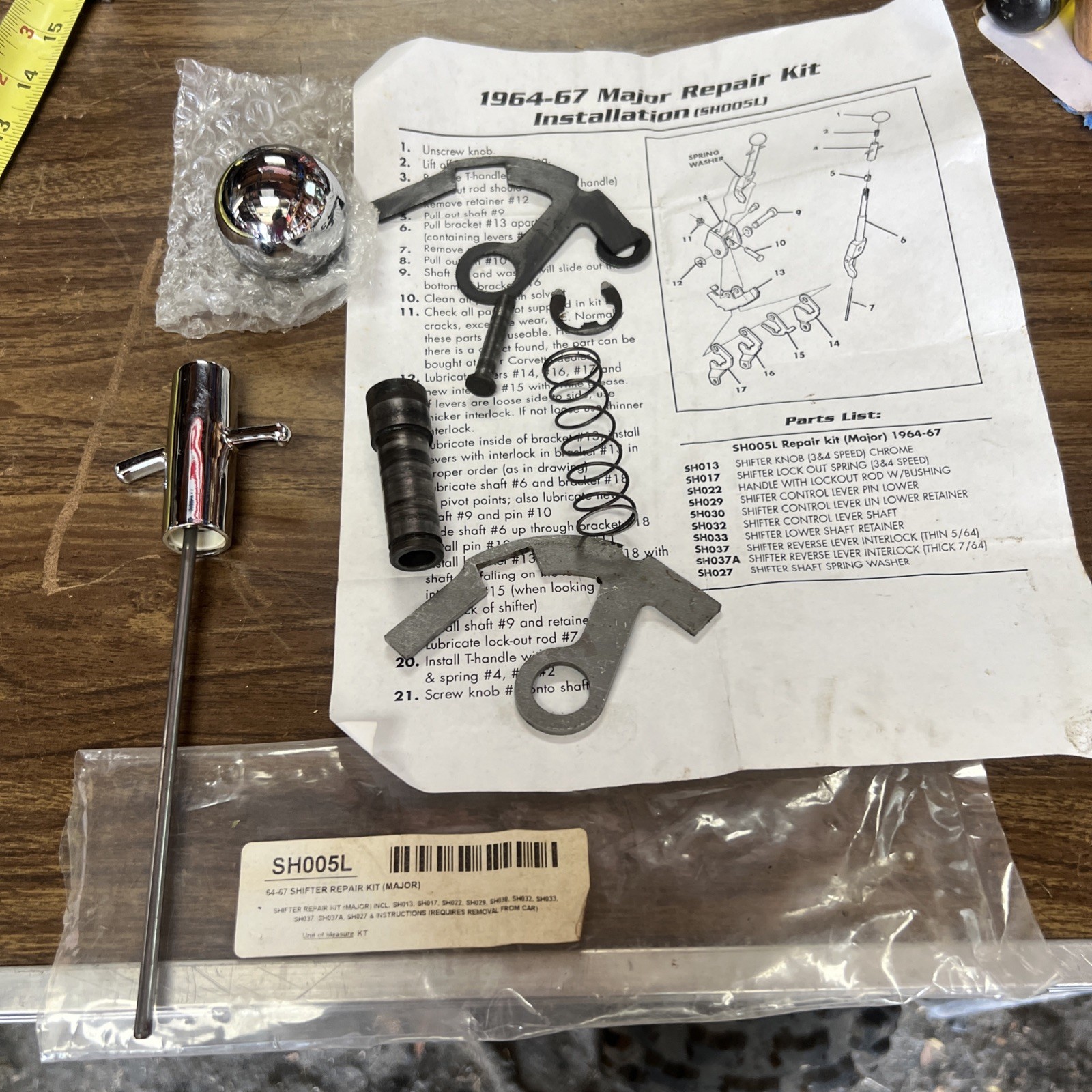 1964-1967  Corvette Shifter Manual Shift Repair Kit (SH005L) Selling As Parts