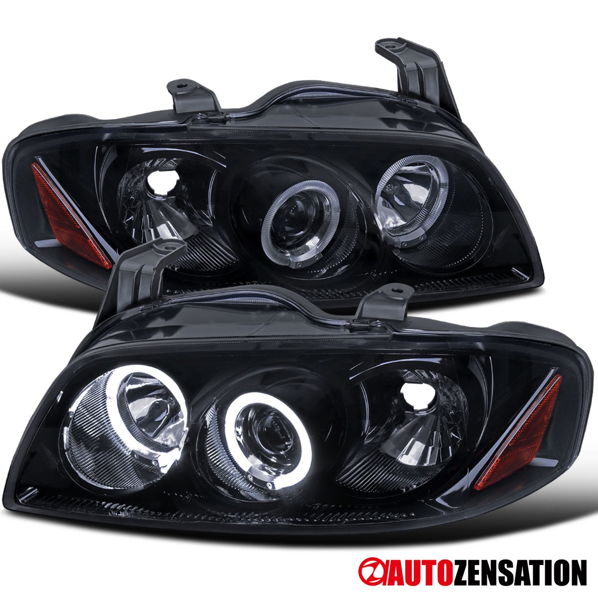 Fit 2004 2005 2006 Sentra Black Smoke LED Halo Projector Headlights Left+Right Fit 2004 2005 2006 Sentra Black Smoke LED Halo Projector Headlights Left+Right