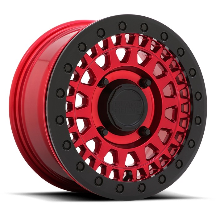 BLACK RHINO Parker UTV BL 14X7 4X137 36 CANDY RED WITH BLACK BEAD RING (Qty 4)