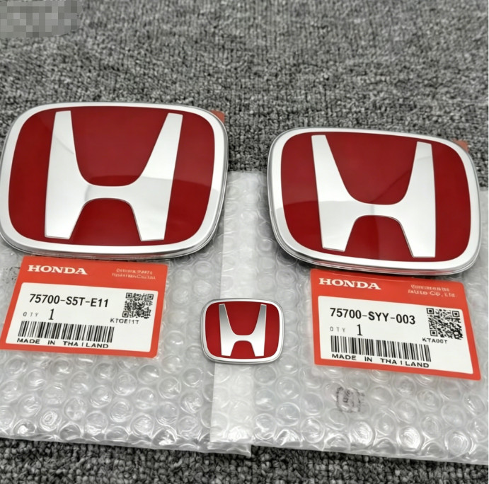 3PC For HONDA CIVIC 2016-2021 Front Rear Badge Steering Red Emblem NEW🚚