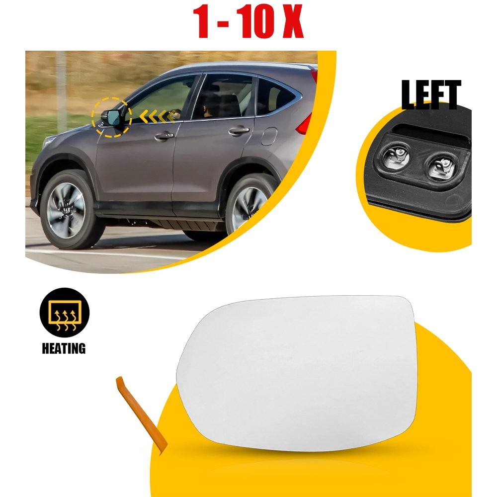 1-10X Clear Driver Side Mirror Glass Heated  Fit 2016-2022 Honda HR-V HO1324115