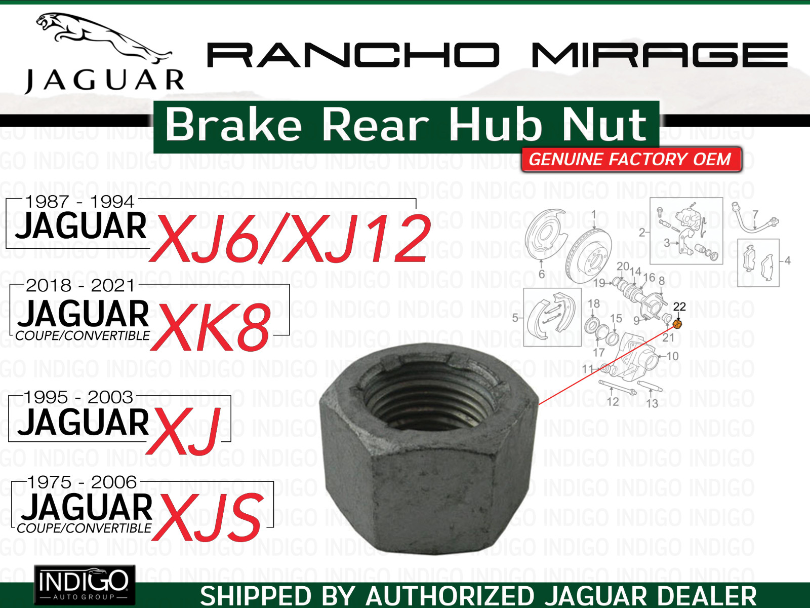 JAGUAR OEM 95-03 XJ6 XJ8  97-06 XK8 92-96 XJS Brake Rear Hub Nut JZN100035