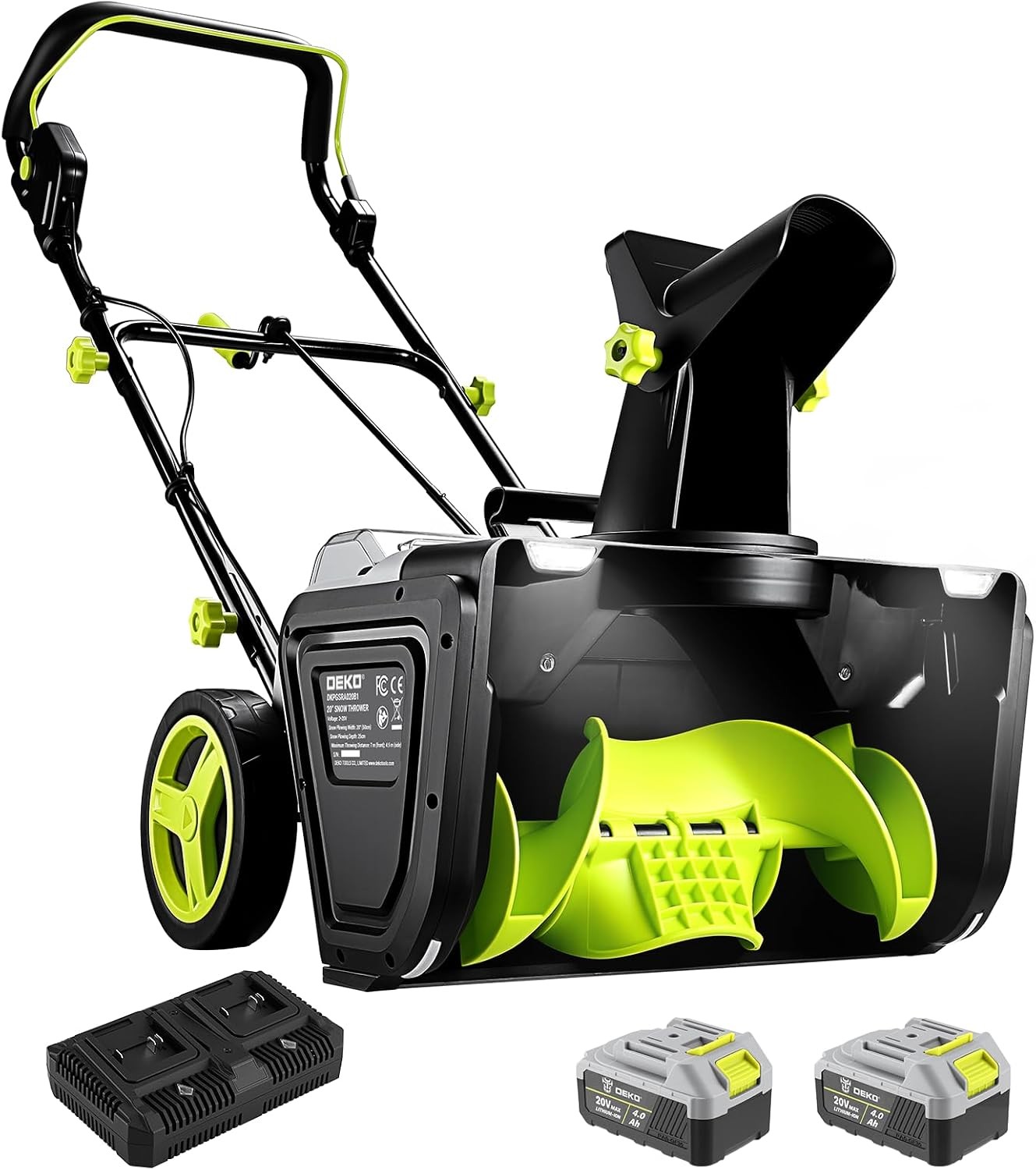 DEKOPRO 40V 20-Inch Cordless Snow Thrower, Electric Snow Removal 2x4.0Ah