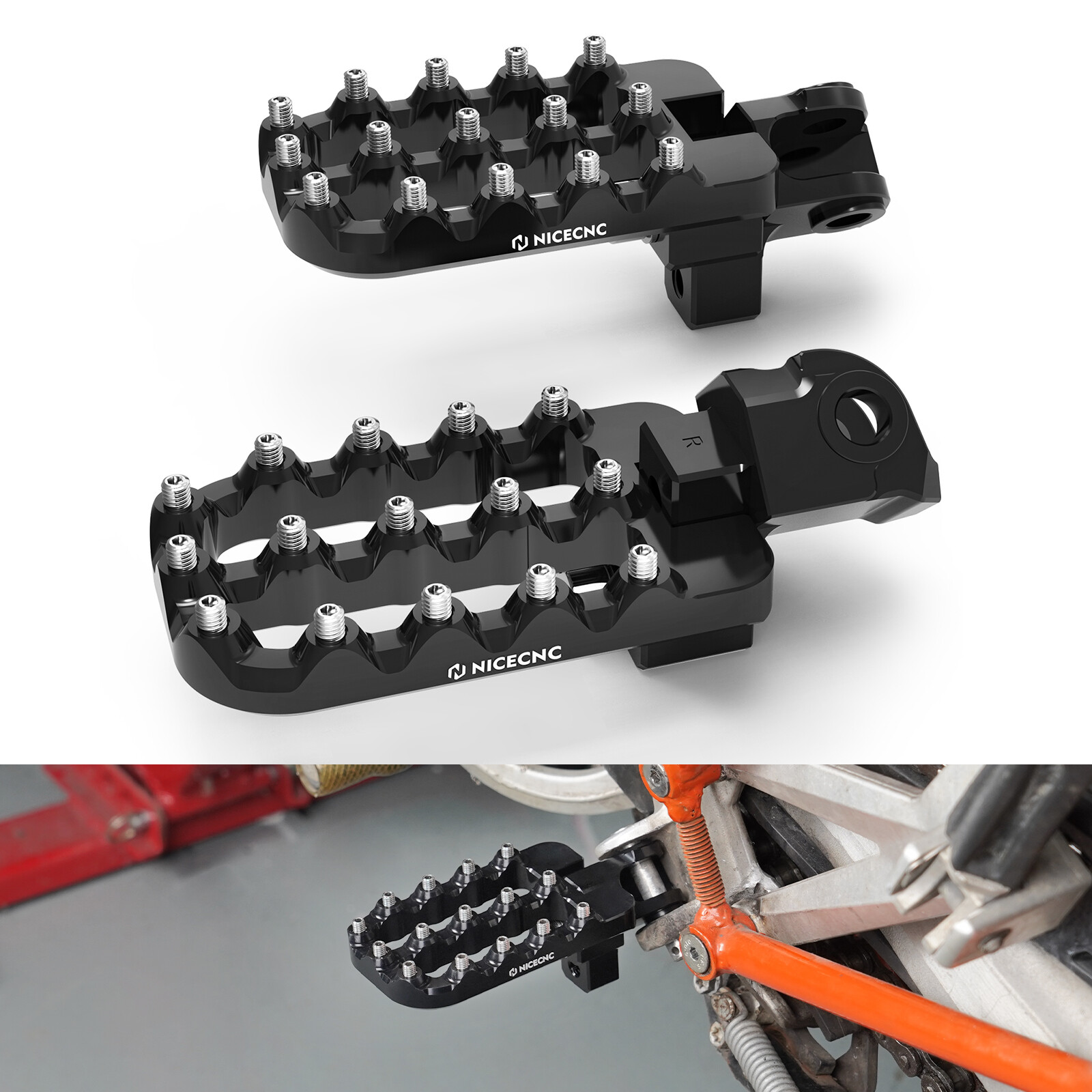 NICECNC Adjustable 20mm Lower Larger Footpegs for KTM 690 Enduro SMC R 2008-2025