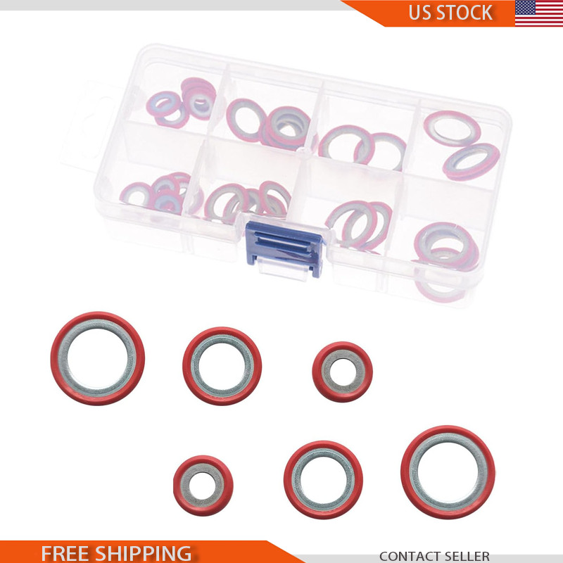 30 PCS Air Conditioning Compressor Gasket Kit, Red, Universal Car