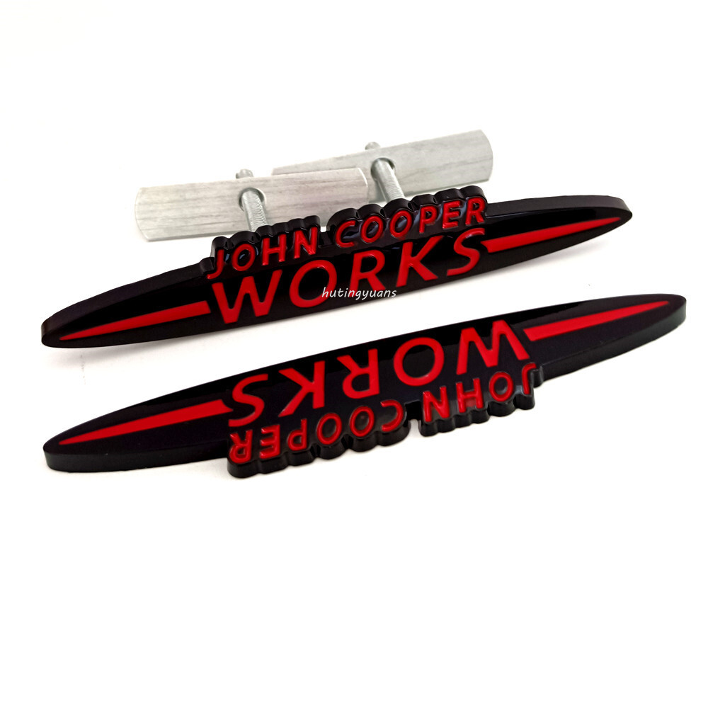 2x 5.3\'\' Black Red JOHN COOPER WORKS Front Grill Emblem Rear Badge for MINI JCW 2x 5.3\'\' Black Red JOHN COOPER WORKS Front Grill Emblem Rear Badge for MINI JCW