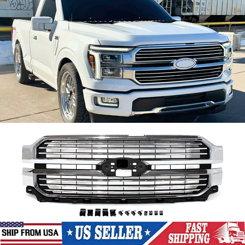 Chrome Front Bumper Grille For 2024-2025 Ford F150 F-150 Platinum King Ranch New