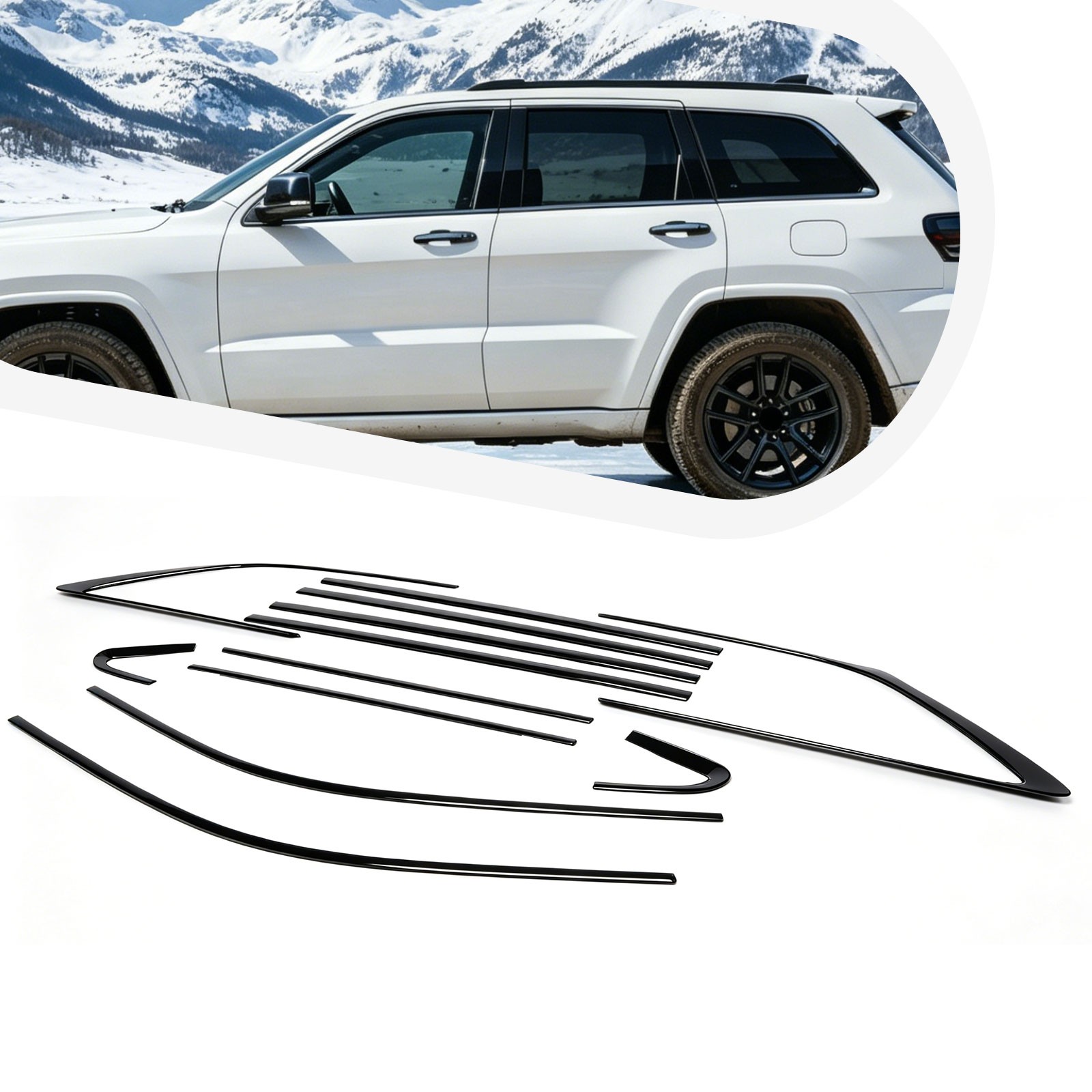 For Jeep Grand Cherokee 2011-2021 Black Car Window Strip Moulding Trim 12PCS