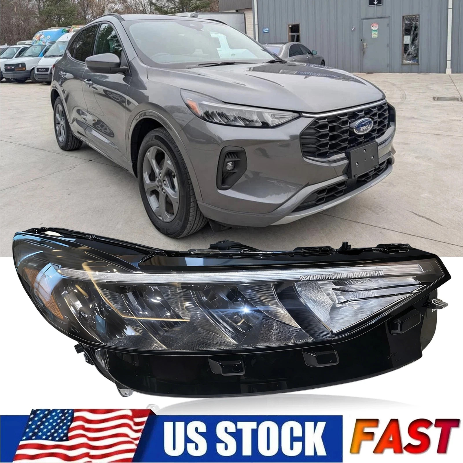 Right Passenger Side Headlight for 2023 2024 2025 Ford Escape New LED Headlamp