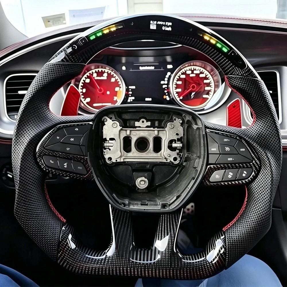LED Carbon Fiber Steering Wheel For Dodge Charger Durango SRT 15-23 In Stock
