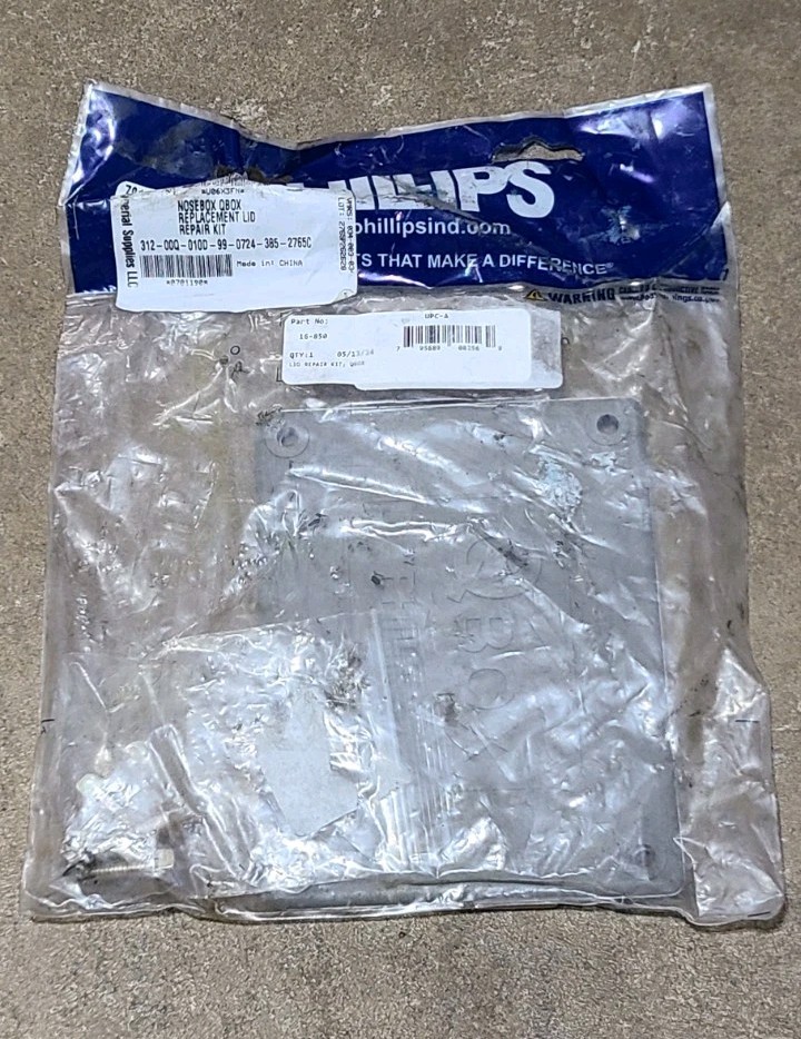 PHILLIPS 16-850 QBOX REPLACEMENT LID REPAIR KIT LID, 4 BOLTS, GASKET SEAL PHILLIPS 16-850 QBOX REPLACEMENT LID REPAIR KIT LID, 4 BOLTS, GASKET SEAL