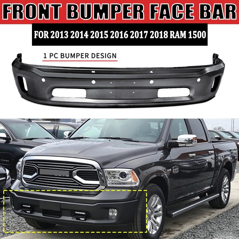 Granite Crystal Front Bumper Face Bar For 2013 2014 15-2018 Ram 1500 W/ Fog Hole