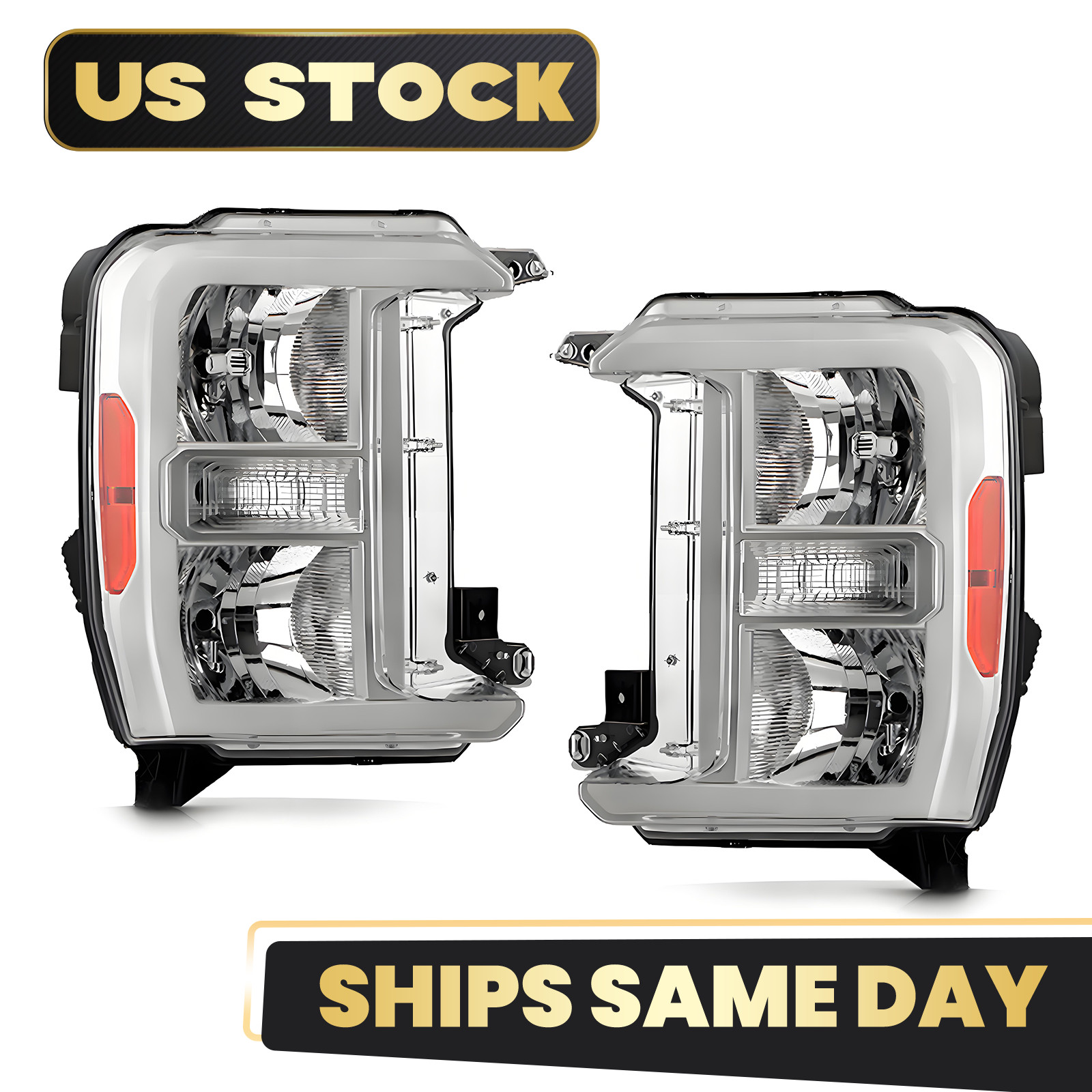 For 2023-2026 Ford F-250 F-350 XL XLT Super Duty Halogen Headlights W/Bulbs Pair