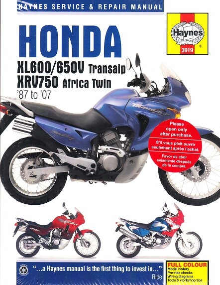 NEW Honda XL600/650V Transalp XRV750 1987-2007 Haynes Repair Service Manual 3113