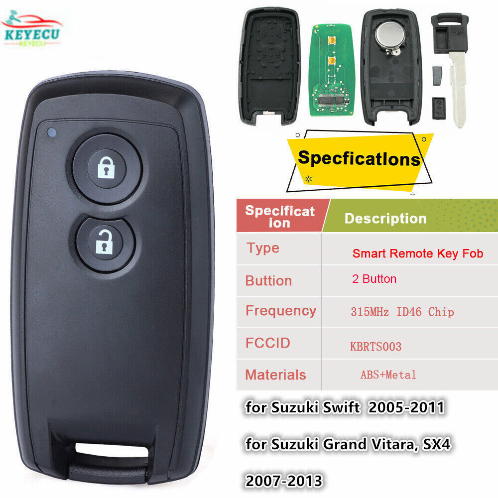 for Suzuki SX4 Grand Vitara Swift Smart Remote Key Fob KBRTS003 315MHz ID46 Chip
